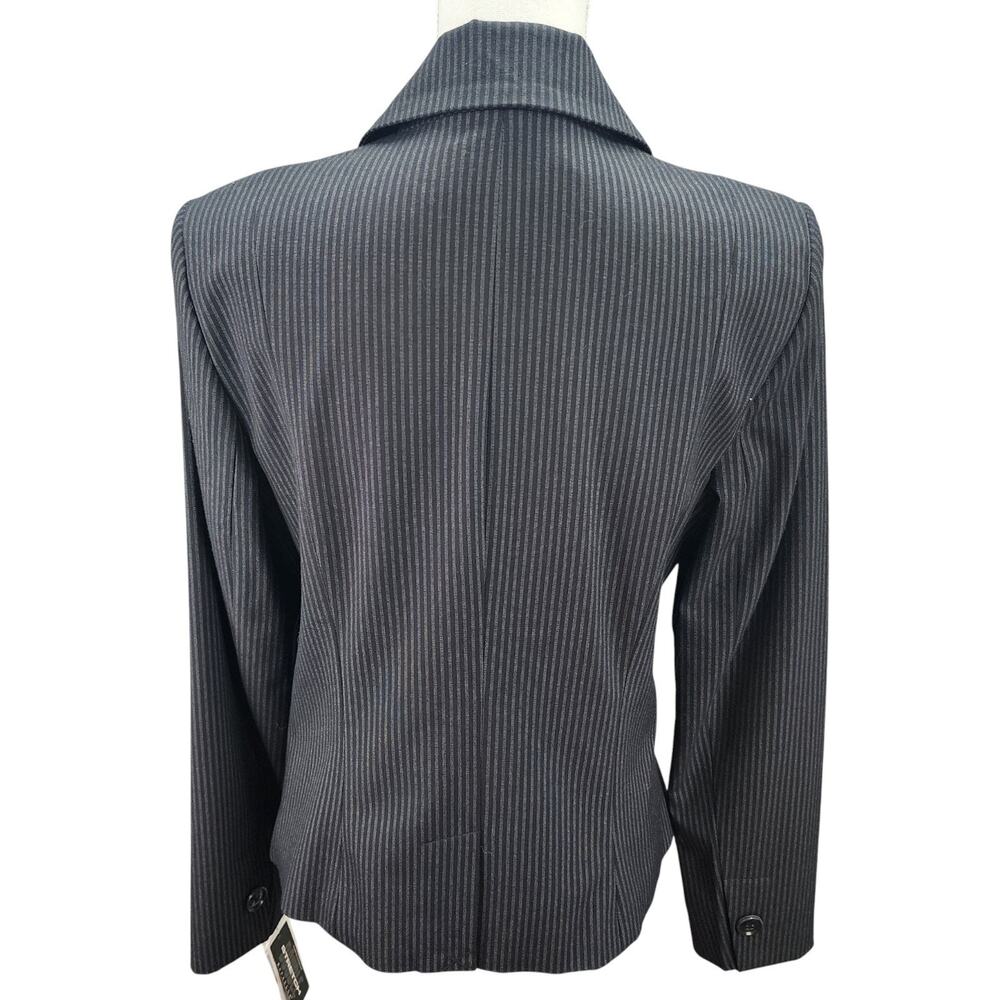 NWT Rafaella Blazer Women 10 Black Strip Lined Career Office Stretch Suit Jacket - Picture 3 of 11